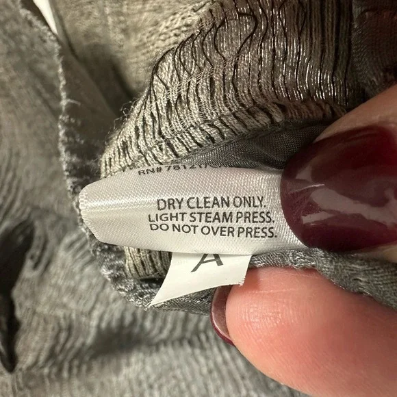 Eileen Fisher Jacket‎ Womens M Silk Blend Silver Gray Textured Open Front Blazer - Picture 7 of 7